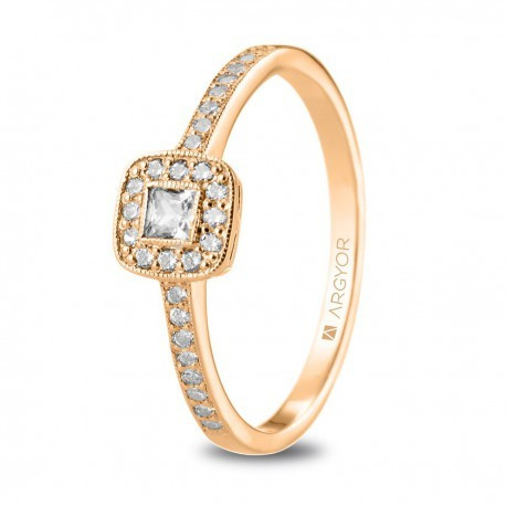 Precioso anillo de compromiso oro rosa con circontias