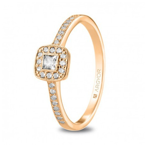 Precioso anillo de compromiso oro rosa con circontias 74R0091Z