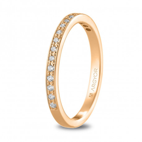 Sortija de oro rosa con 15 diamantes talla brillante 74R0077