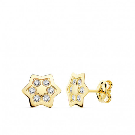 Pendientes de oro estrellas con circonitas 18883