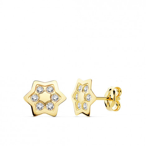 Pendientes de oro estrellas con circonitas 18883