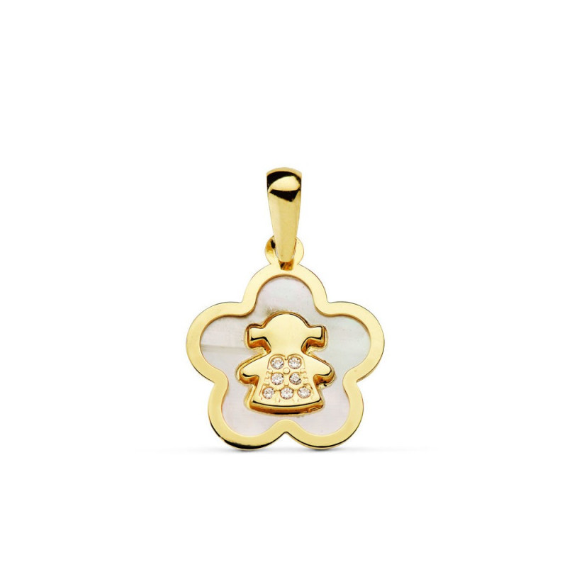 Colgante de nácar y oro amarillo niña 16887