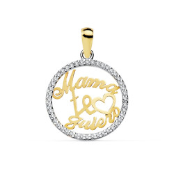 Colgante Mamá te quiero oro bicolor 16916
