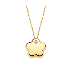 Colgante flor de oro amarillo con circonita 18899