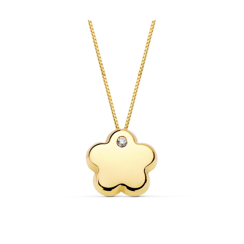 Colgante flor de oro amarillo con circonita 18899