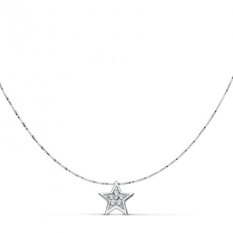 Colgante estrella de oro blanco con cadena 18737