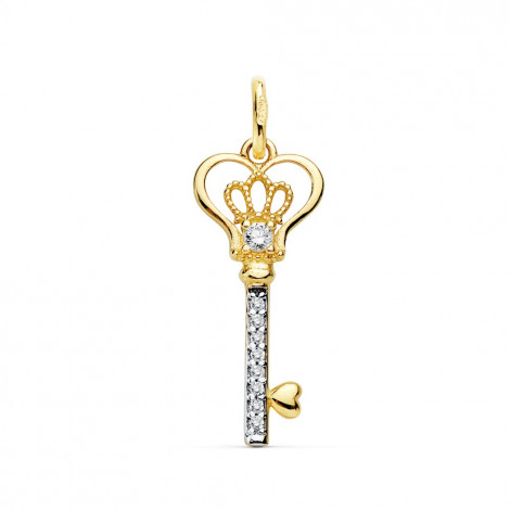 Colgante llave oro bicolor con circonitas 16945