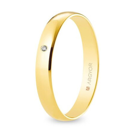 Alianza de boda con diamante oro amarillo de 18k pulido de 3,50 mm