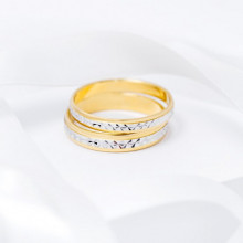 Conjunto de anillo de matrimonio en oro amarillo y blanco diamantado estrellas