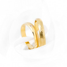 Pareja de anillos de boda oro amarillo mate y brillo