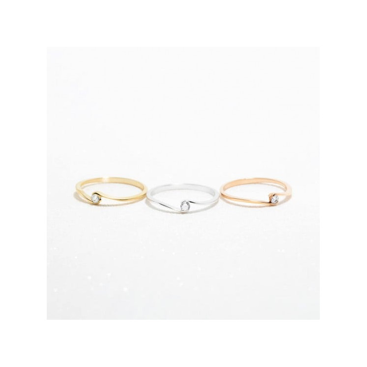 3 anillos de pedida solitarios de oro amarillo blanco y rosa