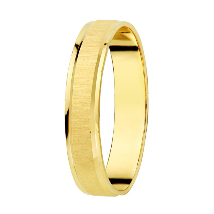 Alianza de boda oro amarillo 18k bisel pulido y centro mate