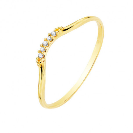 Anillo de oro amarillo con 5 diamantes talla brillante de 0,025ct