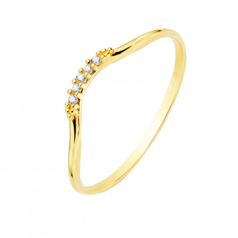 Anillo de oro amarillo con 5 diamantes talla brillante de 0,025ct