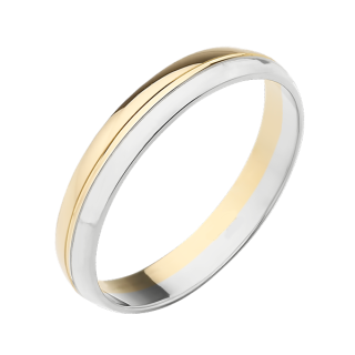 Alianza de boda 18k oro bicolor 3,50 mm linea central