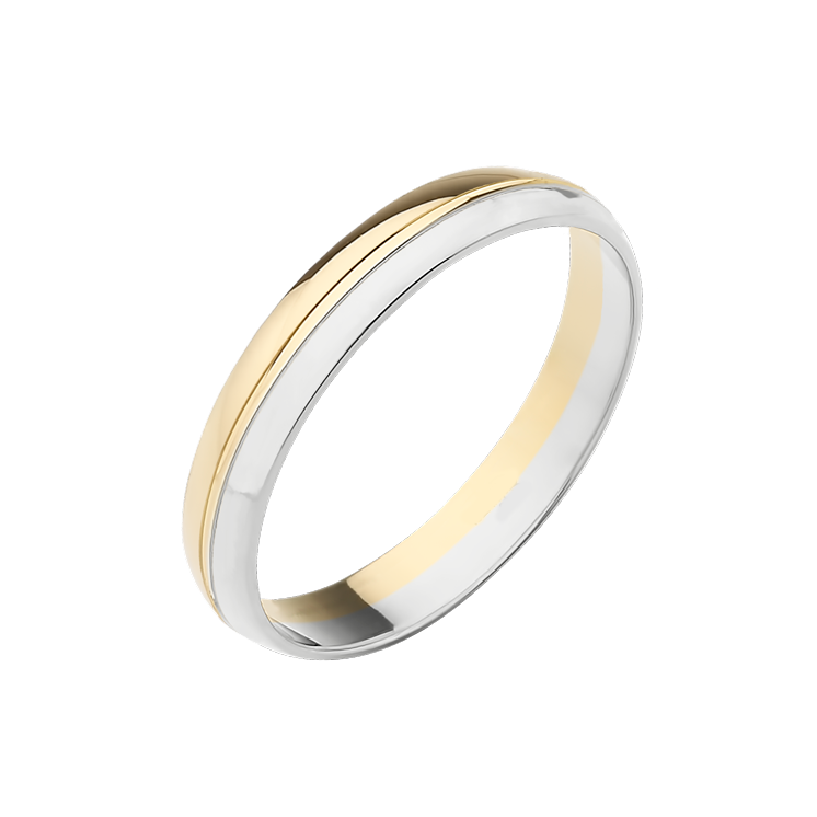 Alianza de boda 18k oro bicolor 3,50 mm linea central