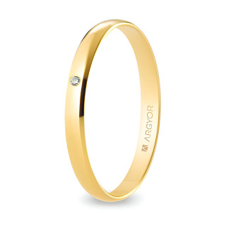 Alianza de boda con diamante oro amarillo de 18k pulido de 2,50 mm