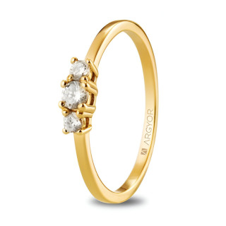 Argolla de compromiso oro amarillo con 3 diamantes 0,19ct