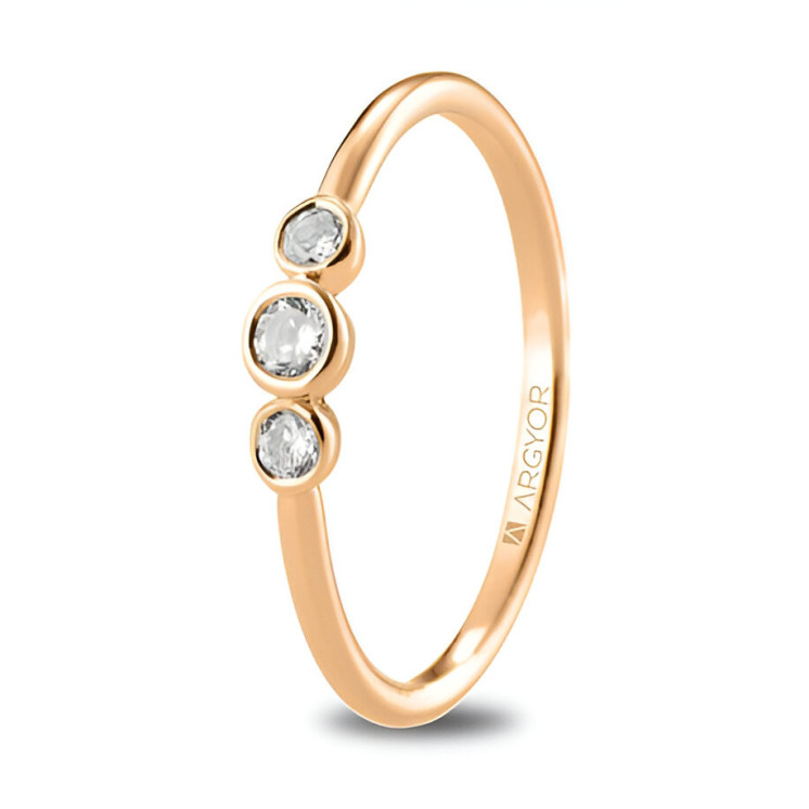 Anillo compromiso tres chatones con diamantes