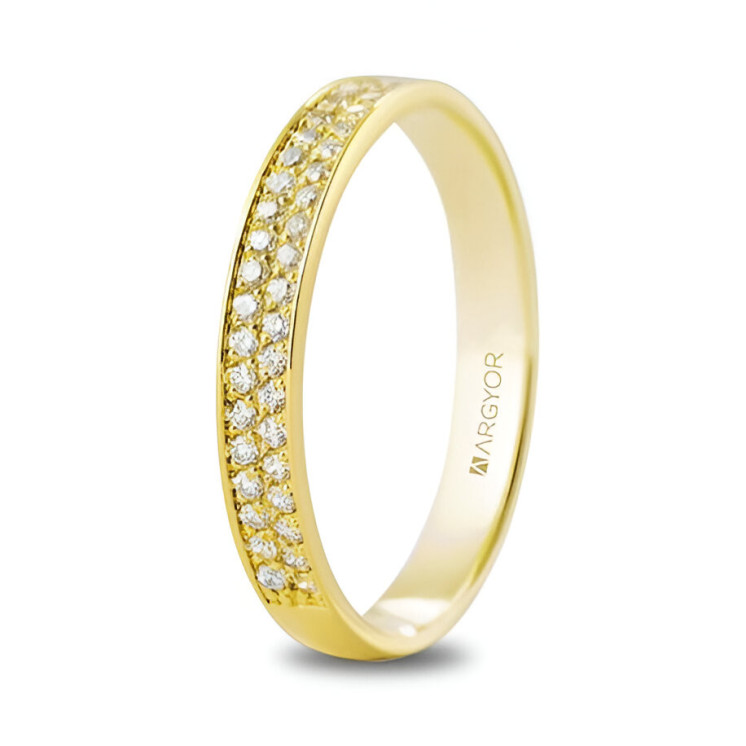 Anillo alianza de oro amarillo 18k con 42 diamantes 0,12ct