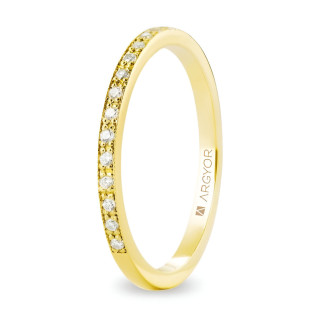 Anillo alianza de oro amarillo puntos con 17 diamantes 0,11ct