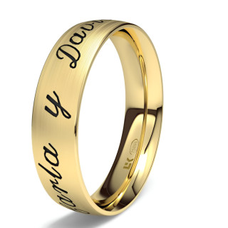 Alianza de boda 18k oro amarillo 5mm con grabado de nombres exterior