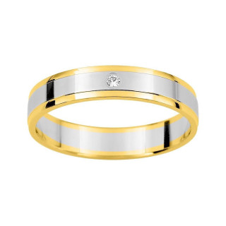 Alianza 18k oro amarillo y blanco brillo con diamante