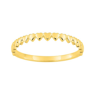 Alianza con corazones fabricada en oro amarillo 18k