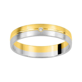 Alianza 18k oro blanco y amarillo satinado con diamante