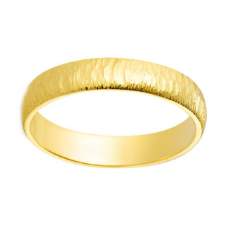 Alianza artesanal texturizada de oro amarillo 4mm oro 18k