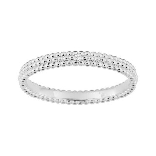 Alianza perlada oro blanco 18k con diamante de 0,02ct