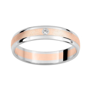 Alianza mate arena rosa con diamante de 0.02ct