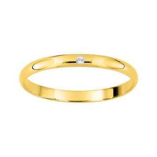 Alianza de boda con diamante oro amarillo de 18k pulido de 2 mm