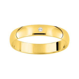 Alianza de boda con diamante oro amarillo de 18k pulido de 3,50 mm