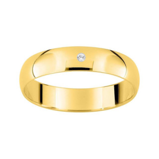 Alianza de boda con diamante oro amarillo de 18k pulido de 4 mm