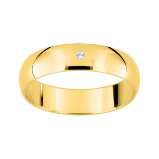 Alianza de boda con diamante oro amarillo de 18k pulido de 4,50 mm