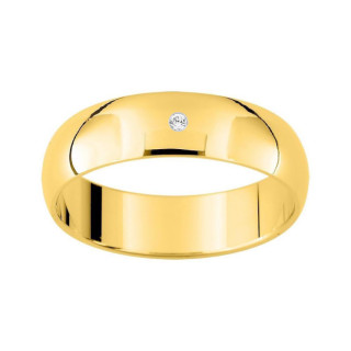 Alianza de boda con diamante oro amarillo de 18k pulido de 5 mm