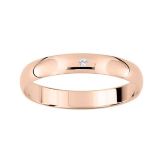 Alianza de boda con diamante oro rosa de 18k pulido de 3 mm