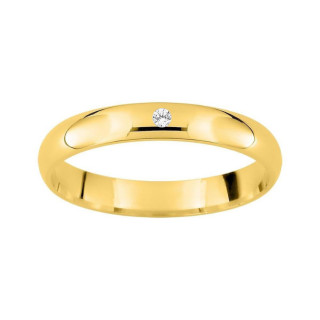 Alianza con diamante oro amarillo de 18k interior confort de 3 mm