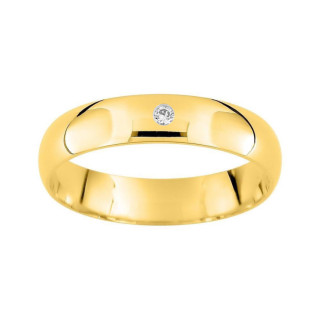 Alianza con diamante oro amarillo de 18k interior confort de 4 mm