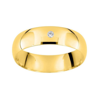 Alianza con diamante oro amarillo de 18k interior confort de 5 mm