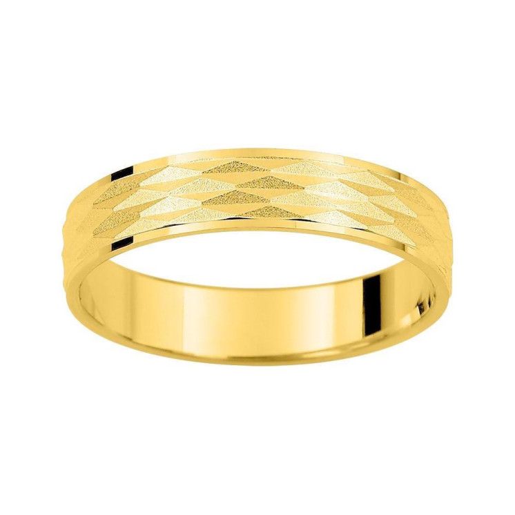 Alianza de oro amarillo 18k superficie facetada