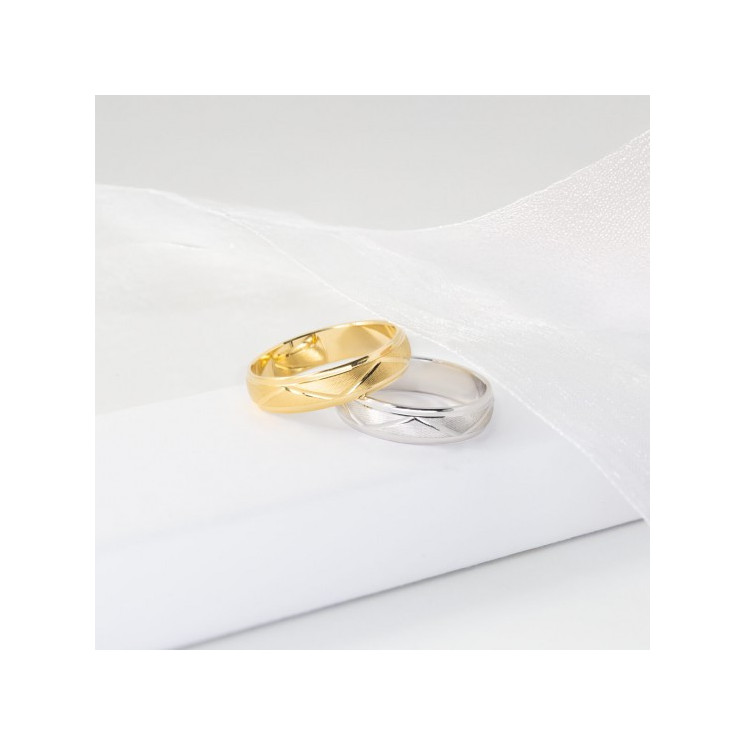 Alianza de boda 9 kilates blanco ancha modelo zig-zag