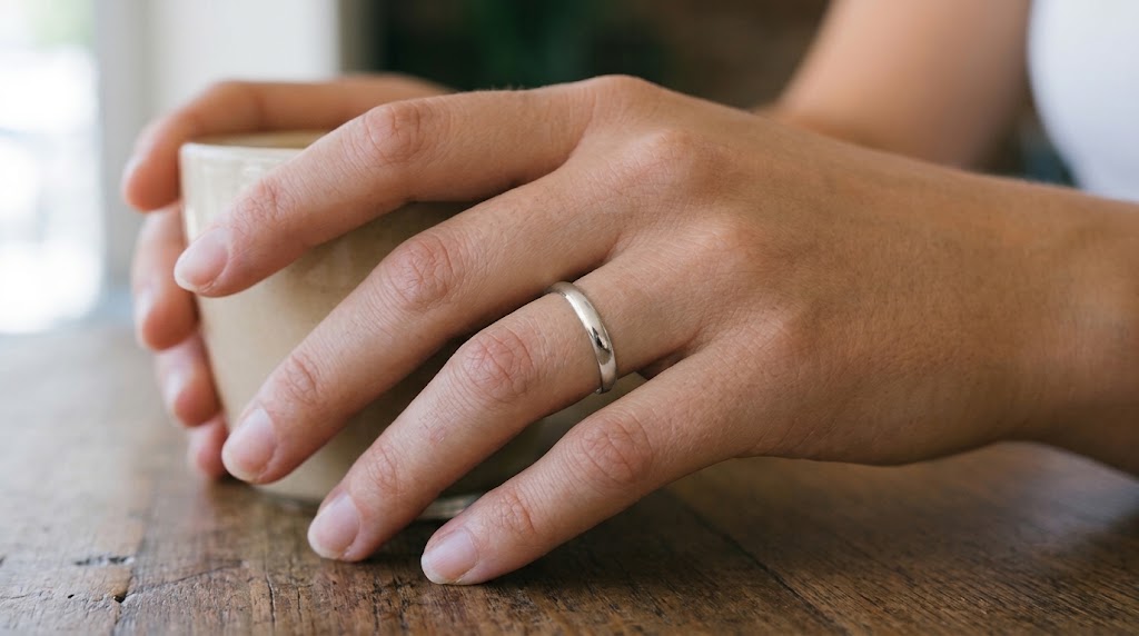 Alianza de boda 9 kilates oro blanco de 3 milímetros