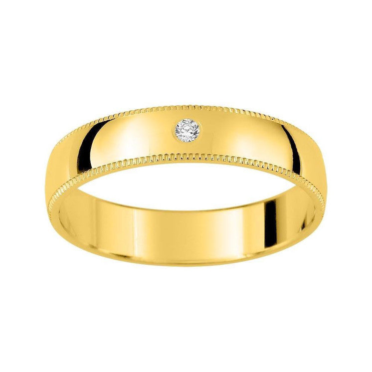 Alianza 18 kilates en oro amarillo 4mm con un diamante de 0,02ct - foto 1