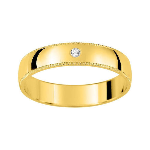 Alianza 18 kilates en oro amarillo 4mm con un diamante de 0,02ct - foto 1