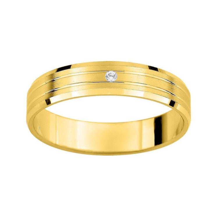 Alianza 18 kilates en oro amarillo 4mm diamante de 0.01ct - foto 1