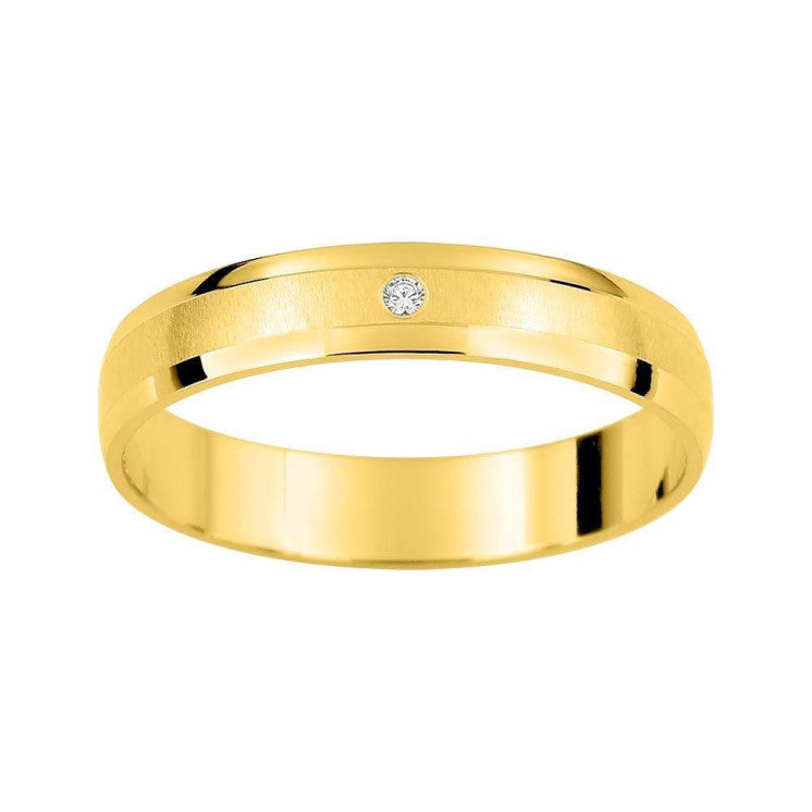 Alianza 18 kilates en Oro amarillo mate y brillo 3,5mm diamante de 0.01ct - foto 1