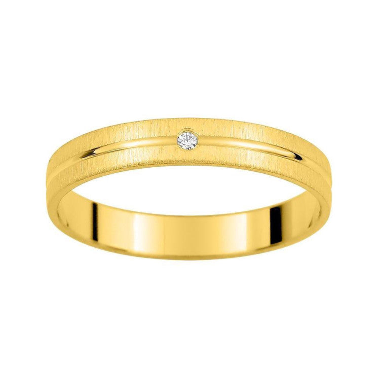 Alianza 18 Kilates en oro amarillo mate y brillo 3mm diamante de 0.01ct - foto 1