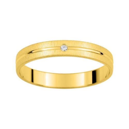 Alianza 18 Kilates en oro amarillo mate y brillo 3mm diamante de 0.01ct - foto 1